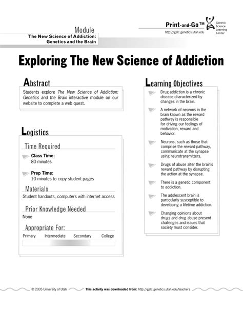 Today, the majority of scientists agree that. . The science of addiction answer key